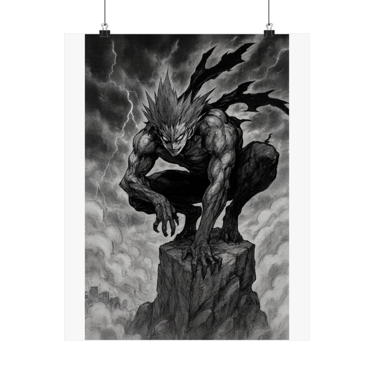 Garou One Punch Man Poster | Black & White Manga Art Print — official One Punch Man Posters & Wall Art