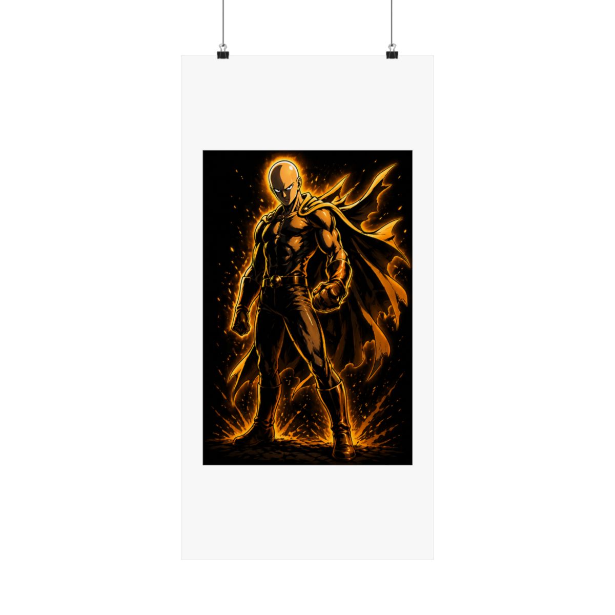 Saitama Metal Wall Art, One-Punch Man LED Backlit Wall Decor, Anime Manga Fan Gift, Teen Room Living Room Decor, Custom Anime Present — official One Punch Man Posters & Wall Art
