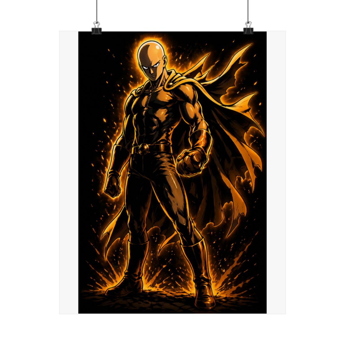 Saitama Metal Wall Art, One-Punch Man LED Backlit Wall Decor, Anime Manga Fan Gift, Teen Room Living Room Decor, Custom Anime Present - alternate angle 1, merchandise